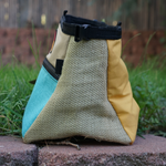 XL Upcycled Teal & Burlap Bucket